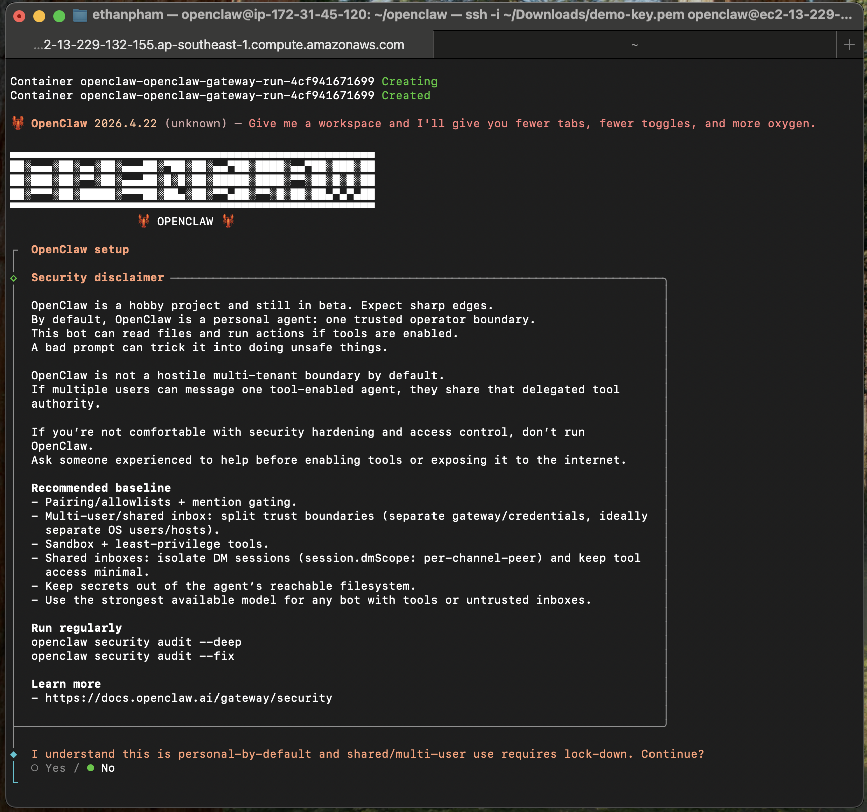 EC2 Openclaw Onboard