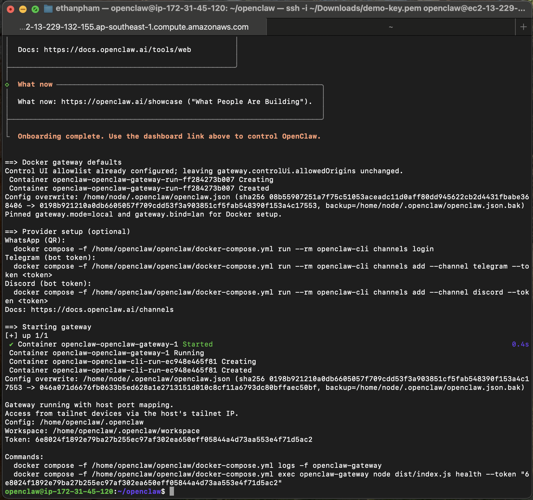 EC2 Openclaw Onboard